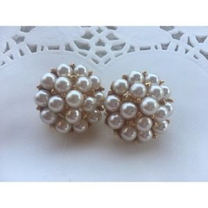 Pearl Beaded Clip-on Earrings